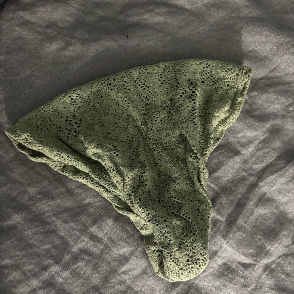 Green cotton lace head covering